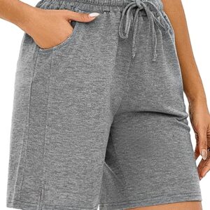 Quenteen Womens Bermuda Shorts Athletic Loose Running Comfy Long Yoga Shorts with Pockets