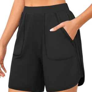 Quenteen Womens Sweat Shorts Casual Summer Loose Athletic Short Lounge Running Elastic Waist Shorts with Pocket