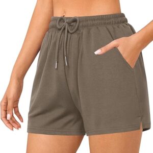 Quenteen Women's 4" Comfy Drawstring Elastic Waist Casual Cotton Sweat Shorts Workout Athletic Shorts with Pockets
