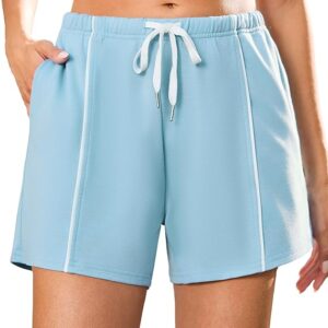 Quenteen Womens Sweat Shorts Cotton Lounge Shorts Casual Comfy Drawstring High Waist Running Shorts with Pockets